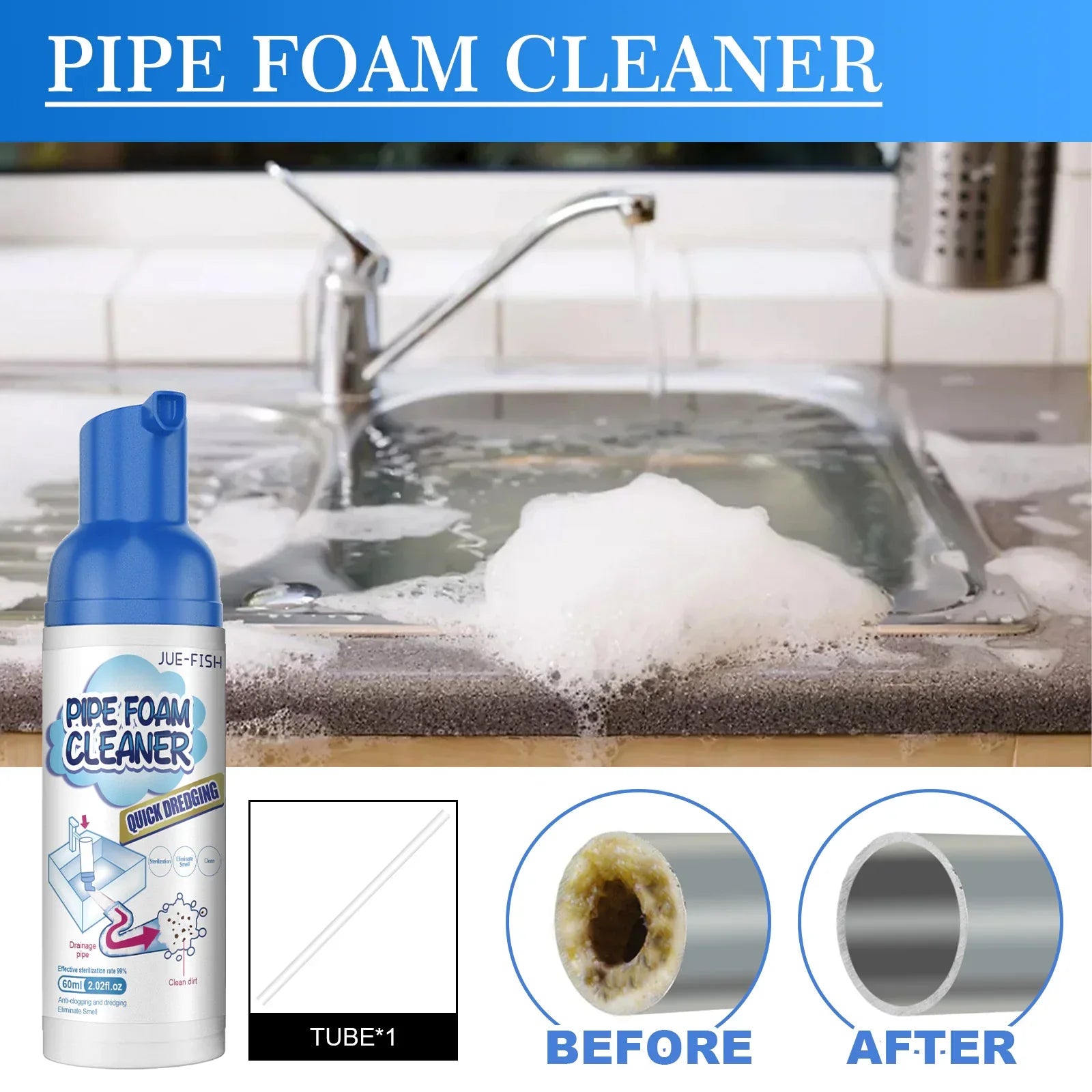 Pipeline Odor Foam Cleaner | Quickly Eliminate Clogs & Smells